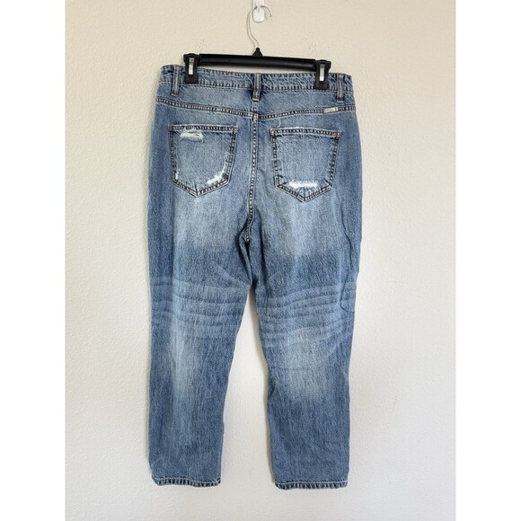 Kancan Estilo Dark Wash Classic Distressed Casual Straight Leg Jeans Size 9/28 - Picture 2 of 7